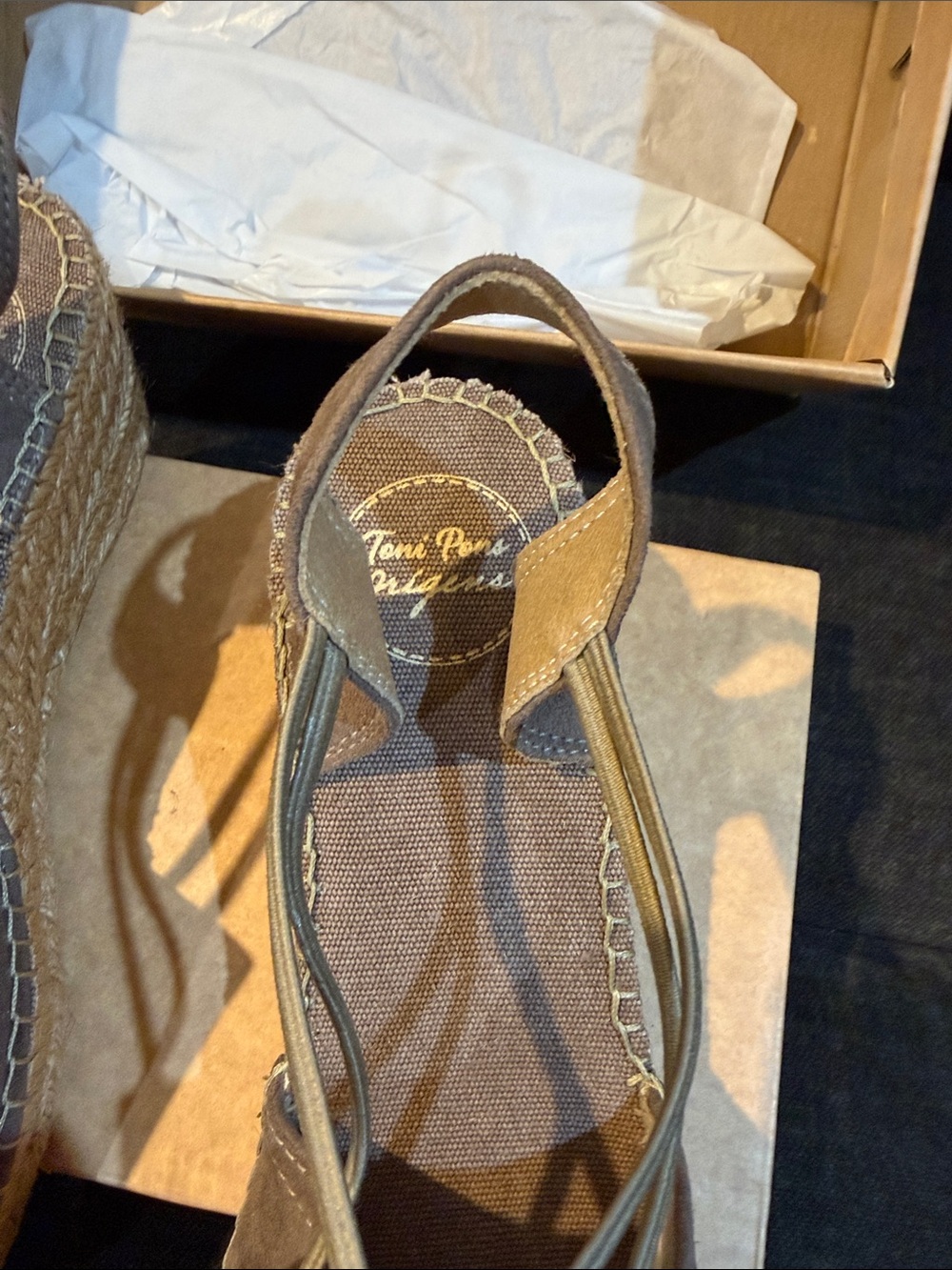 NWOT Toni Pon Tremp Womens Taupe Suede Espadrille Wedge Slingback size 40 - Picture 7 of 11